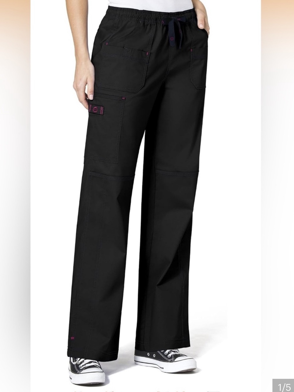WonderWink Women’s scrub pants in black- cargo style